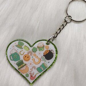 St. Patricks Day Heart Keychain